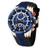 Herren-Chronographuhr - Wasserdicht, Leuchtend, Farbblockiertes Silikonarmband, Sportliches Design