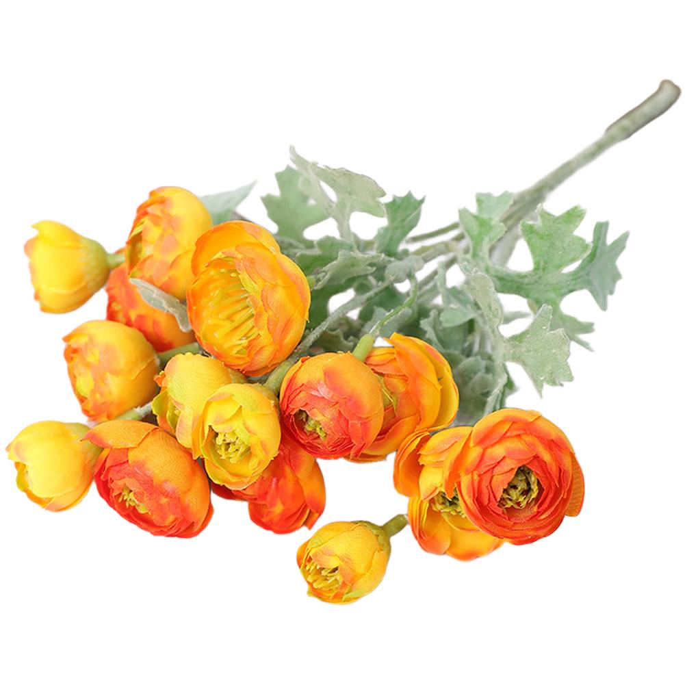 Artificial Camellia Flocked Camellia Silk Camellia Flowers Adjustable Wire Stems оранжевый