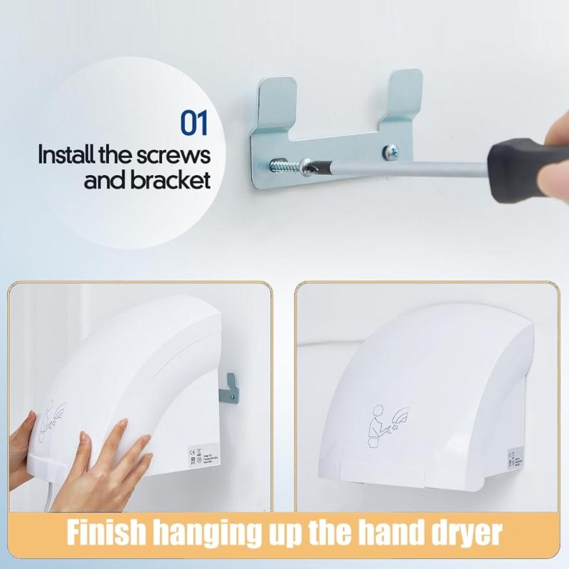 Energy Efficient Automatic Hand Dryer Space Saving Hand Dryer Easy Installation Air Dryer ABS Texture for Bathroom Use