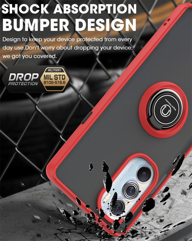 Shockproof Ring Stand Magnetic Matte Back Cover For Motorola Moto G85 G75 G55 G35 G15 G05 5G Case Soft Frame Hard PC Armor Funda