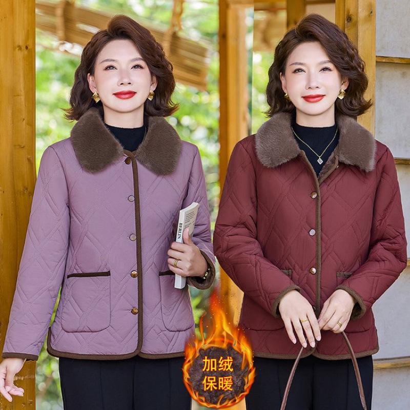 Padded jacket new padded jacket velvet lapel women's clothing autumn and winter short jacket warm padded jacket