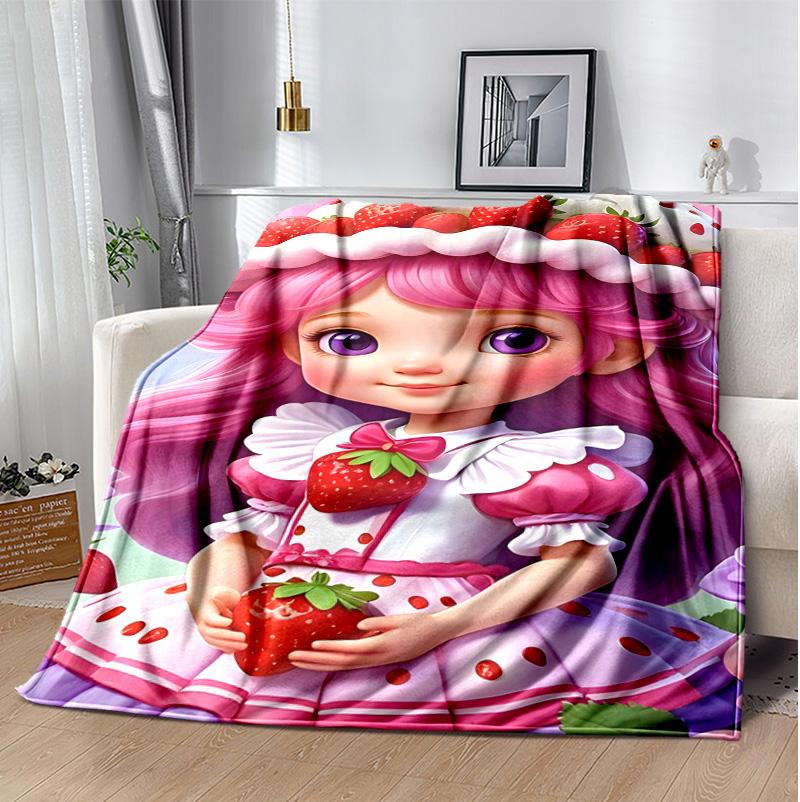 Erdbeer-Flanell-Decke Weich Warm Ganzjahres-Überwurf, Design für Camping, Autoreisen, Wandern Sofa, Bett, Büro Perfektes Geschenk für Partys