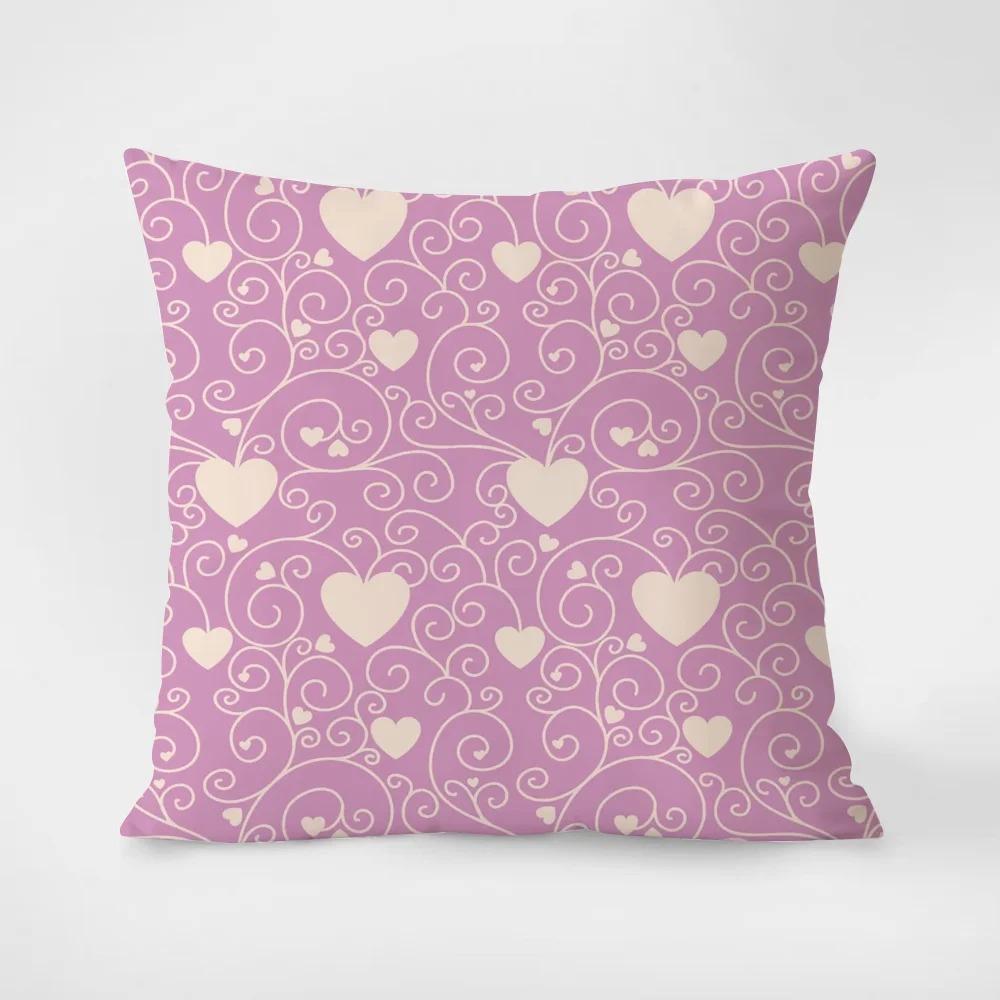 Red Love Heart Romantic Love Pattern Pillowcase Living Room Sofa Cushion Cover Bedroom Room Bedside Home Decoration