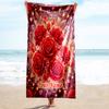 1PC Custom Name Roses Hearts Background Beach Towel Highly Absorbent And Sand-Resistant Towel for Swimming, Pool, Yoga, And Travel Lightweight