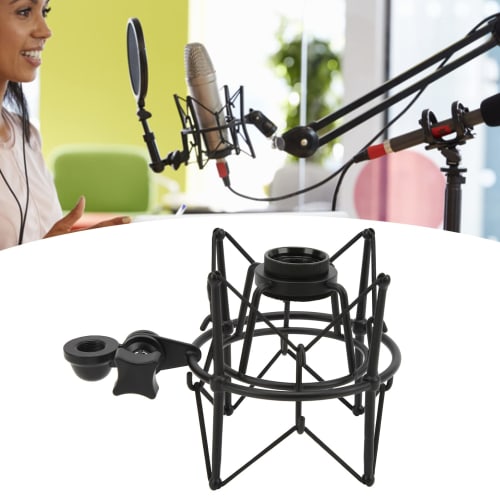 Metal Microphone Shock Mount Clip, Anti-Vibration Spider Microphone Shock Mount with Adjustable Locking Knob for Music Studio, Gaming, Live Recording,