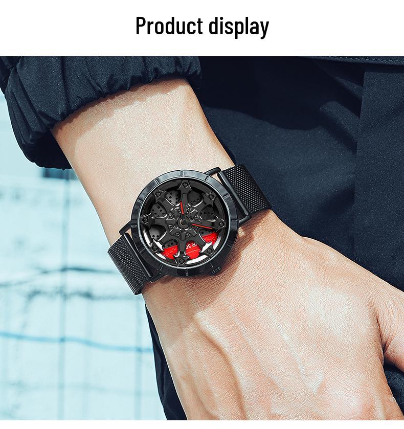Sanda Men's Creative Rotating Quartz Wristwatch with Mesh Strap