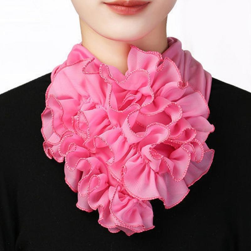 Spring Summer Chiffon Neck Collar Scarf Women Head Thin Sunscreen Variety Small Silk Anti-UV Scarf Mask Multi-Function Scarf