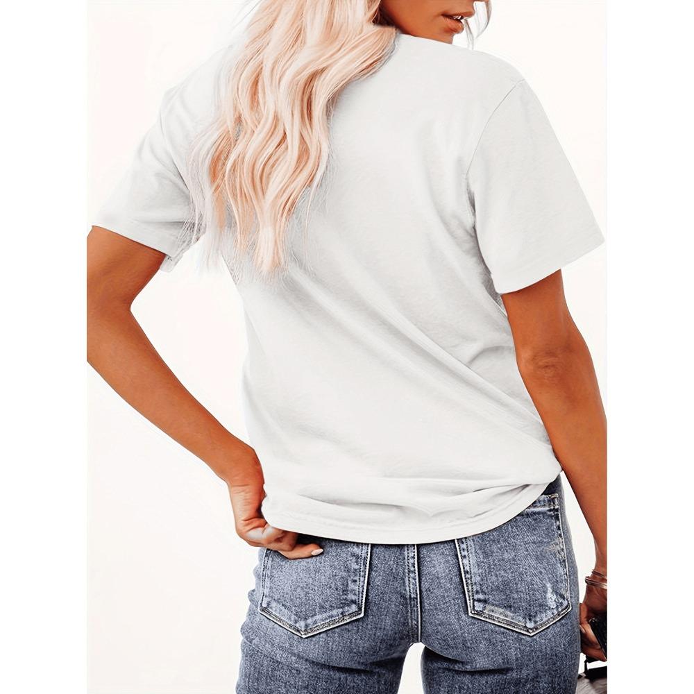 V-neck Printed T-shirt Cute Paw Print and Love Embellishment Casual Fashion Design, New In Summer