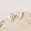Enamel Heart White Yellow Color Stud Earrings For Women New Girl Wedding Jewelry Lady Temperament Pendientes