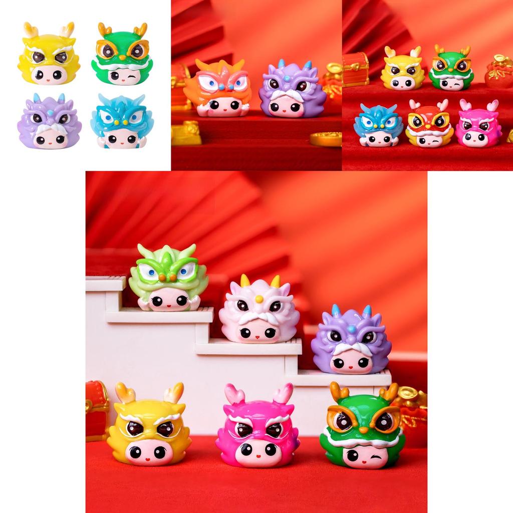 Adorable Year Of The Dragon Resin Figurine Cute Cartoon Desk Decor In Multiple Colors