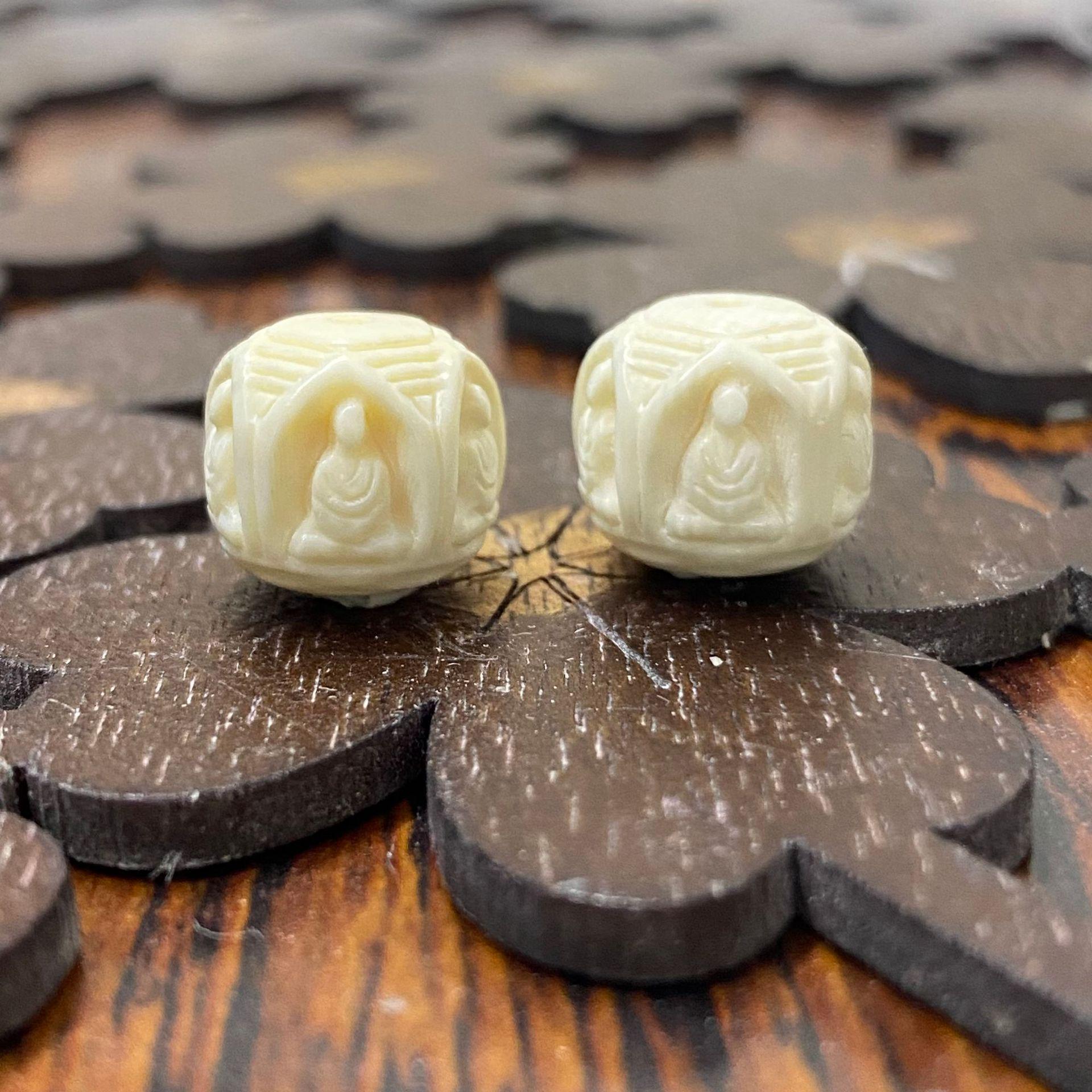 Mammoth Tusk Wuxiang Buddhist Beads Bracelet with Buddha Clasp - DIY Spacer Beads