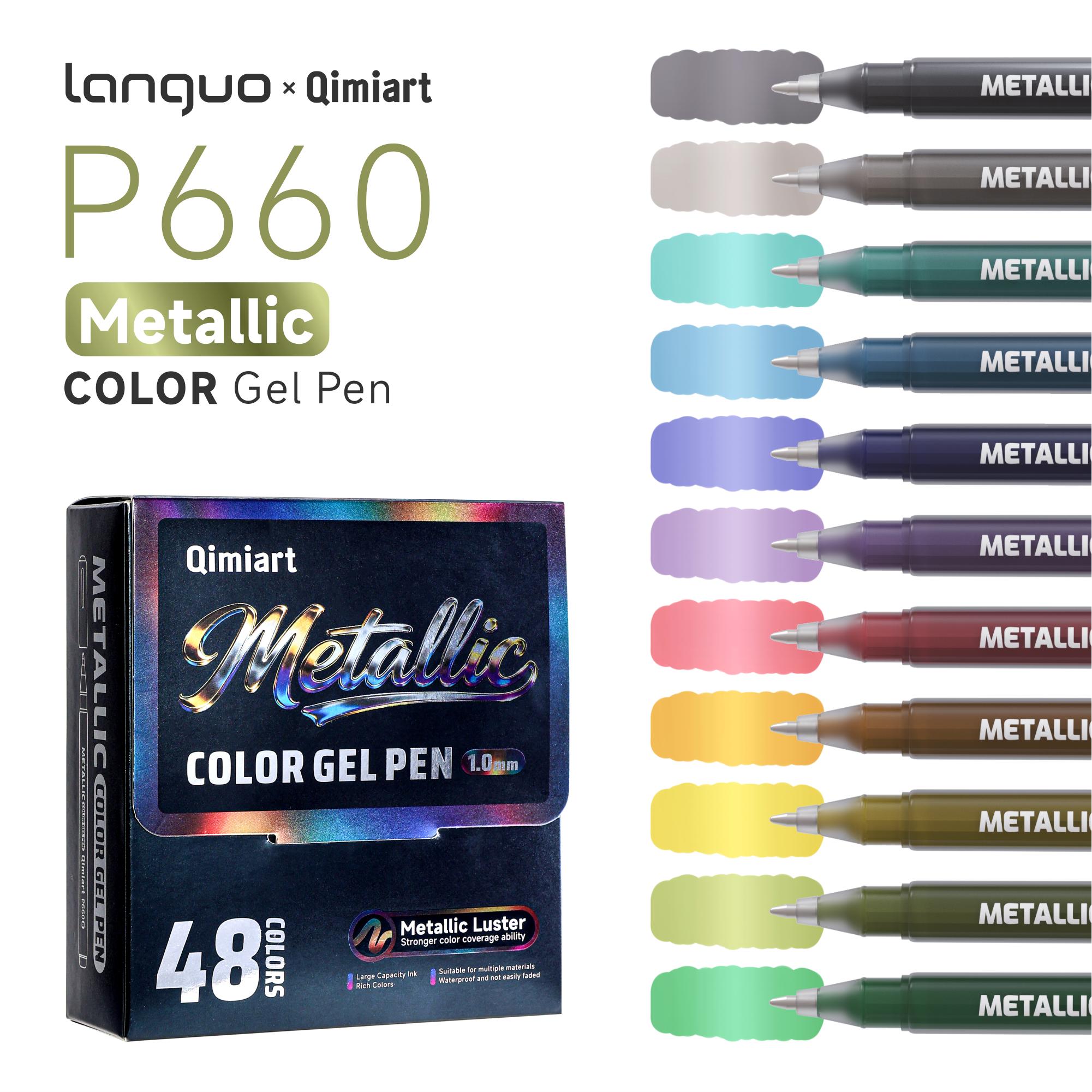 

LANGUO Glitter Color Gel Pen Set 48Colors 1.0mm Metallic Glitter Handbook Gel Pens Markers DIY Kawaii Stationery School Supplies