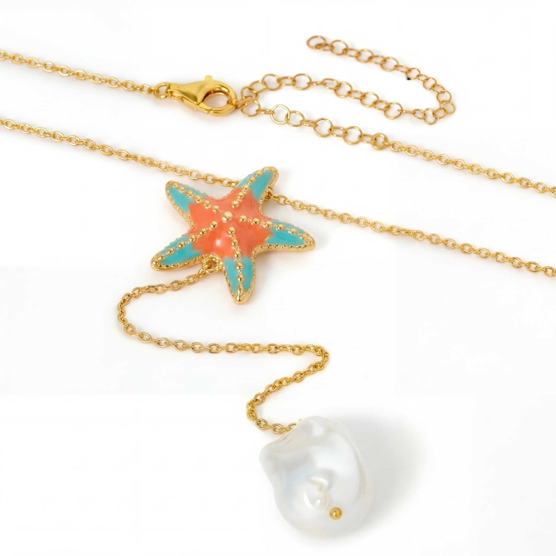 Personalized Necklace, Lemon Cherry Octopus Starfish Pendant, Electroplated 18K Gold Color Retention Stainless Steel