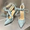 Sexy Thin High Heels Party Women 'S Pearls Beading Embellished Pumps Pointed Toe Modern Lady Ankle Strap Shoes