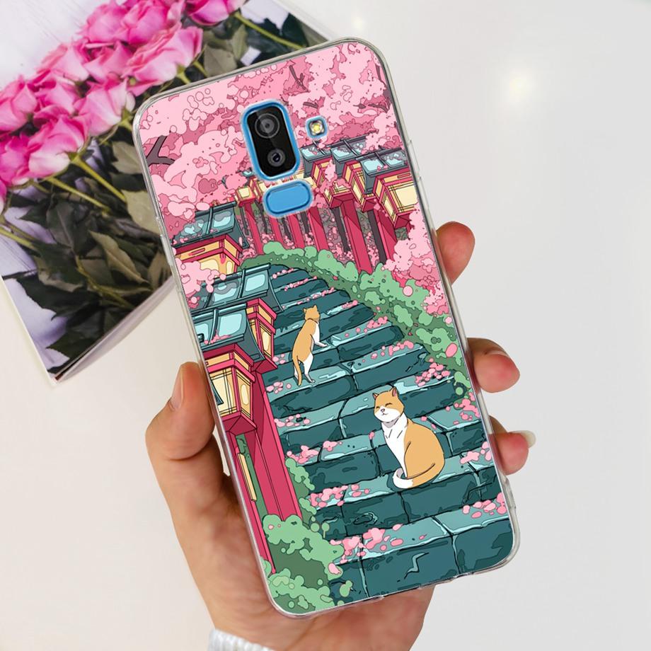 Funda Coque For Samsung Galaxy J8 J810F Cover Case Cartoon Cat Skull Back Shell For Samsung J8 2018 Soft Clear Silicone TPU Capa