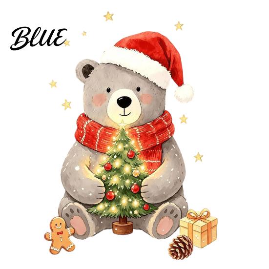 Christmas Bear Window Clings Static Clings Cute Holiday Glass Decals Waterproof PVC Xmas Decor for Doors Stickers Home Store And Bathroom