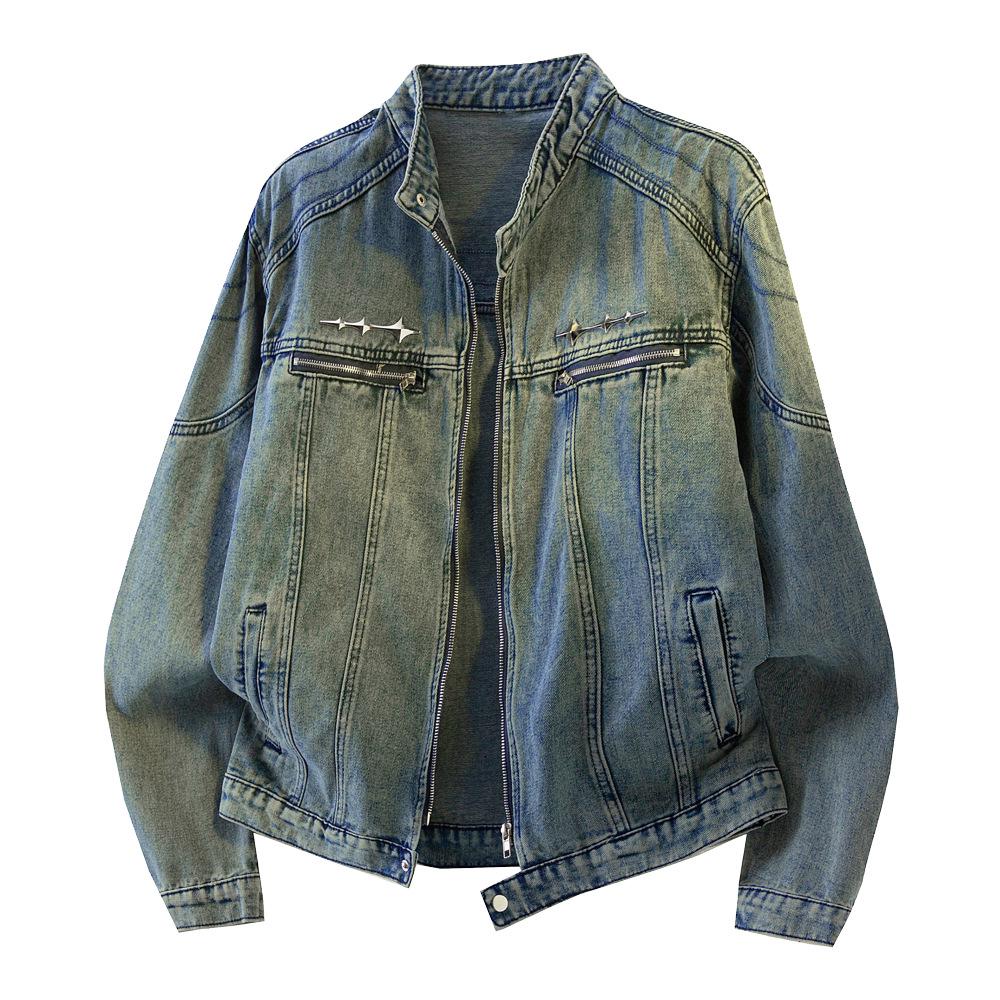 

2026 Retro Denim Jacket for Men and Women - Spring/Autumn Washed Workwear Style 3X Large