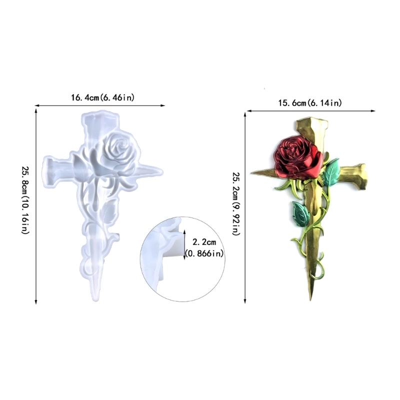 Wall Art Decor Mold,Crucifix Silicone Resin Mold Rose Cross-Epoxy Casting Mold for DIY Wall Hangings,Home Decorations