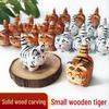 Handcrafted Solid Wood Tiger Carving: Home & Office Decor Ornament