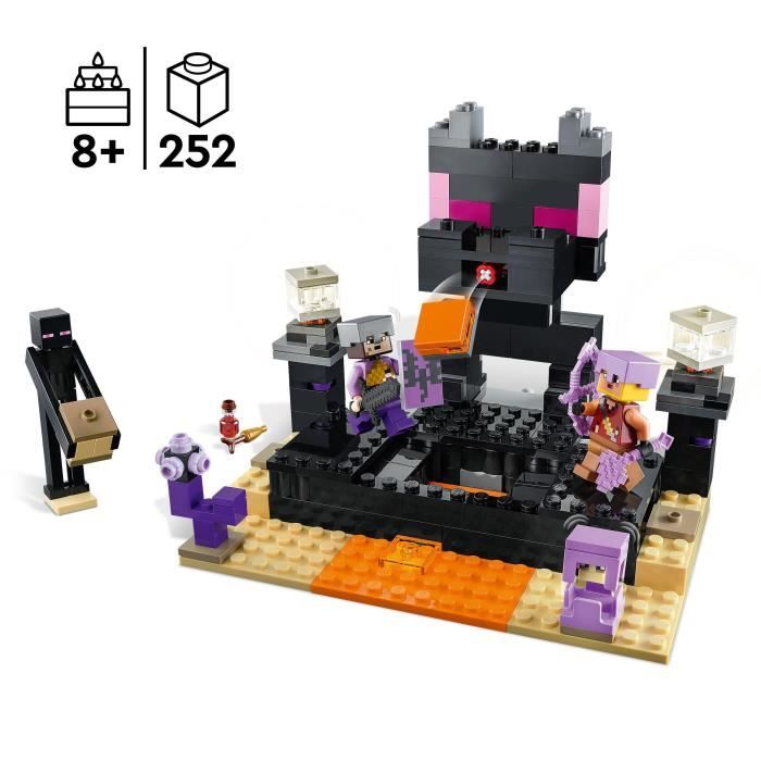 Lego minecraft 21242 l’arène de l’end, jouet avec lave, figurine dragon de l'ender et enderman