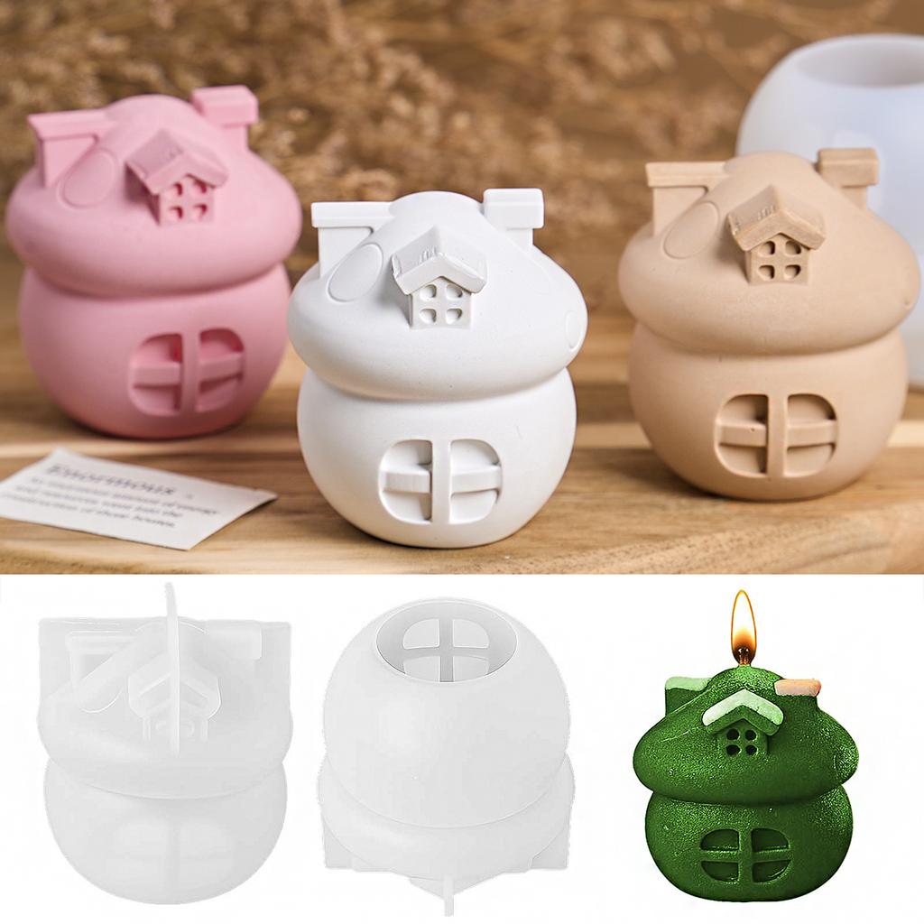 Simulation Mushroom House Silicone Candle Mold DIY Handmade Aromath Soap Plaster Resin Craft Casting Molds Home Decor Art Gifts