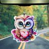 Mechanical Owl Car Pendant car Rear View Mirror Ornament Keychain Charm 2D Acrylic Mirror Ornaments Car Interior Accessories