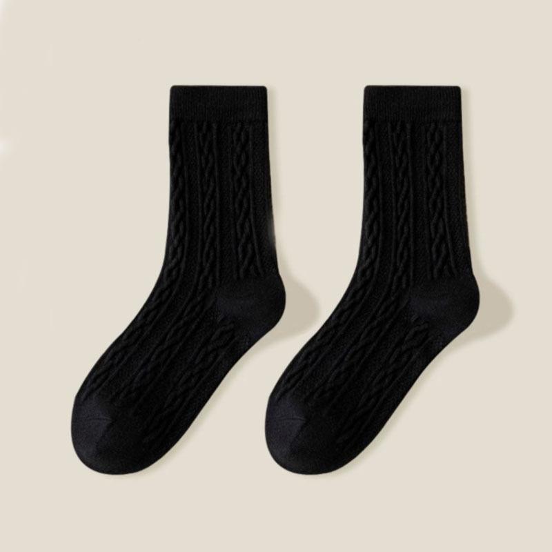 Japanese Twist Women's Mid-Calf Socks - Spring & Autumn, Comfortable, Breathable, Solid Color, Versatile, Sweet, Knee-High & Postpartum Options