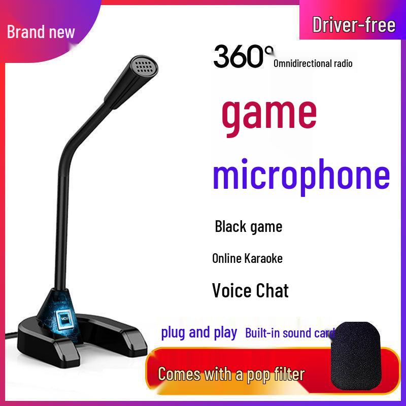 Universal Noise Reduction Desktop Microphone for Gaming, Streaming, and Singing - Driver-Free