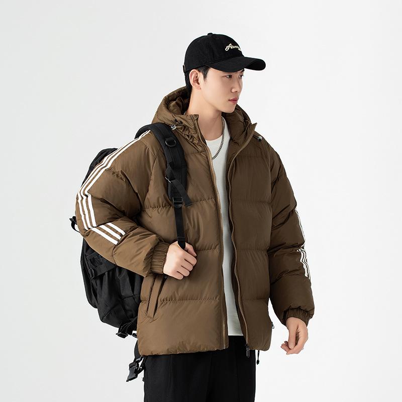 Graphene Black Gold Striped Unisex Hooded Cotton-Padded Jacket for Autumn/Winter