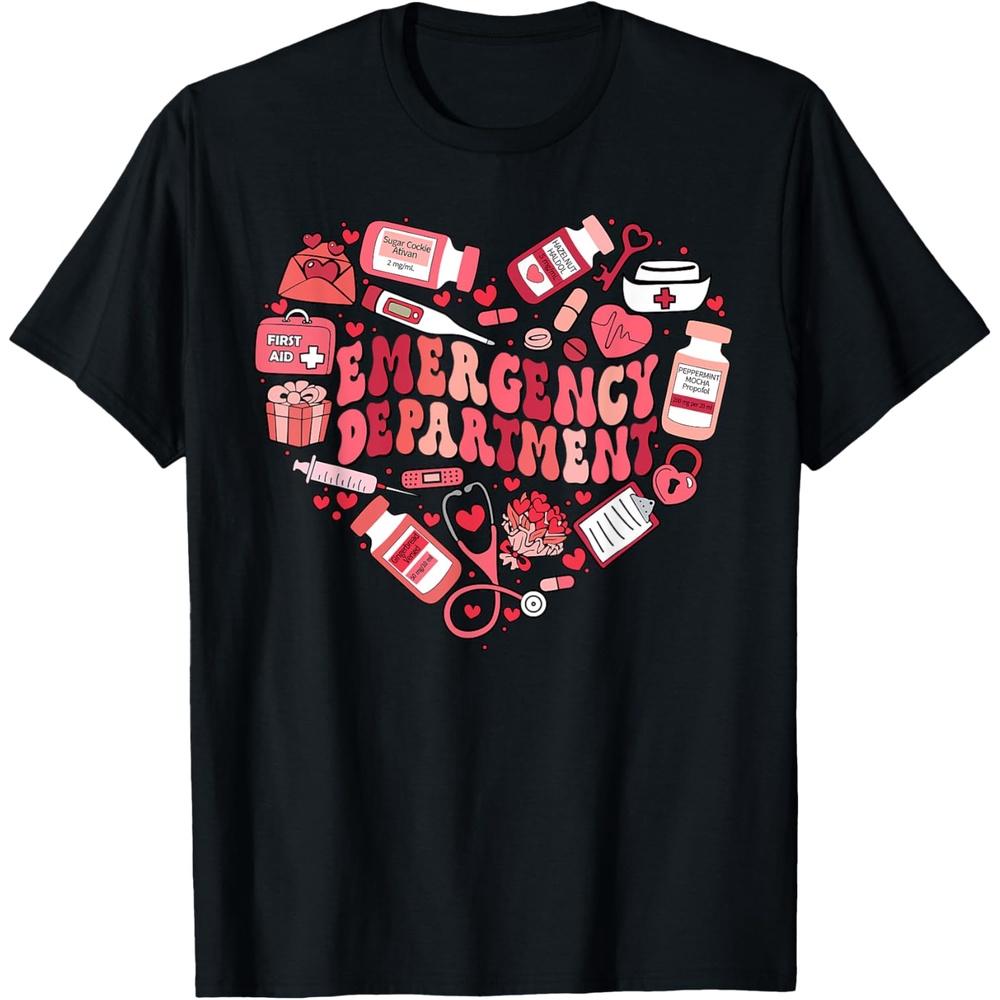 Valentines Day Emergency Department ER ED Nurse Tech Nursing T-Shirt S чёрный