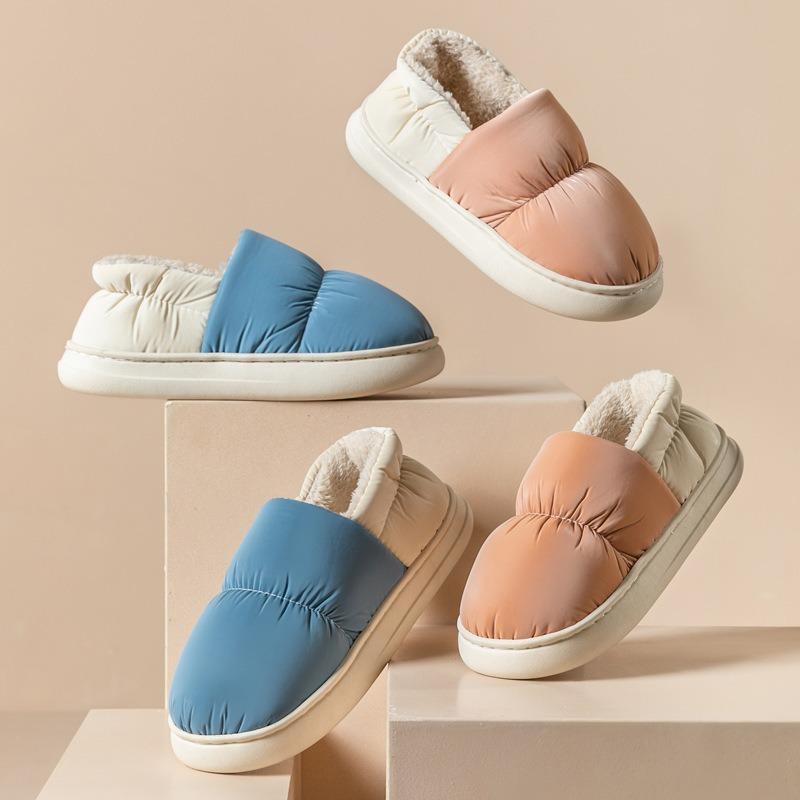 Down Cotton Slippers Women's Autumn and Winter Bags Heel Non-slip Indoor Home Home Home Thickened Warm Couple Outer Cotton Shoes Men
