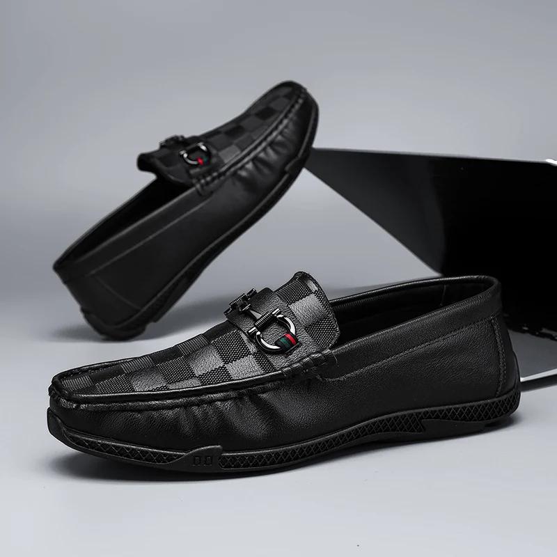Luxusmarke Weiß Atmungsaktiv Slipper Fahrschuhe Leder Herren Freizeitschuhe Schwarz Formell Herren Kleiderschuhe Designer Herren Slipper