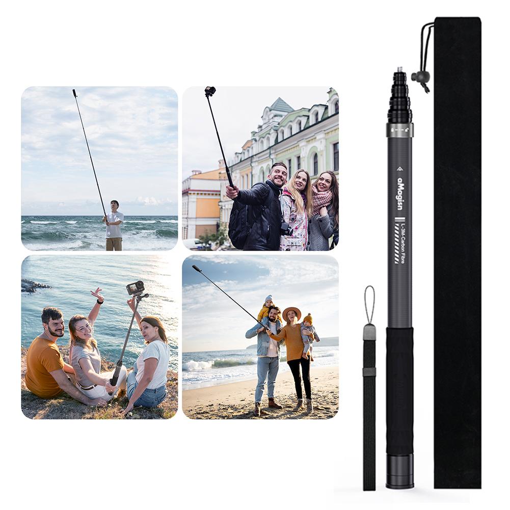 Osynlig Selfiepinne Kolfiberförlängningsstång Justerbart Handgrepp för Insta360 X5/X4/X3 för GoPro Hero