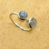 Labradorite Silver Handmade Ring Jewelry, Two Gemstone & 925 Sterling Silver Minimalist Open Ring For Women,