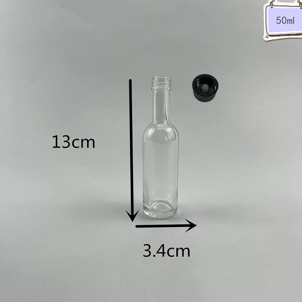 50ml/100ml Hot Sauce Bottles with Black Caps for Juice, Jam, Beverage, Cocktail, DIY Drinking