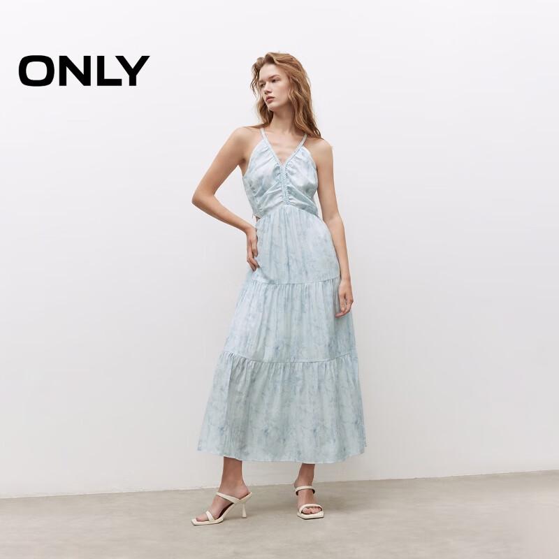 ONLY 2025 Floral Print V-Neck Tie-Front Midi Dress