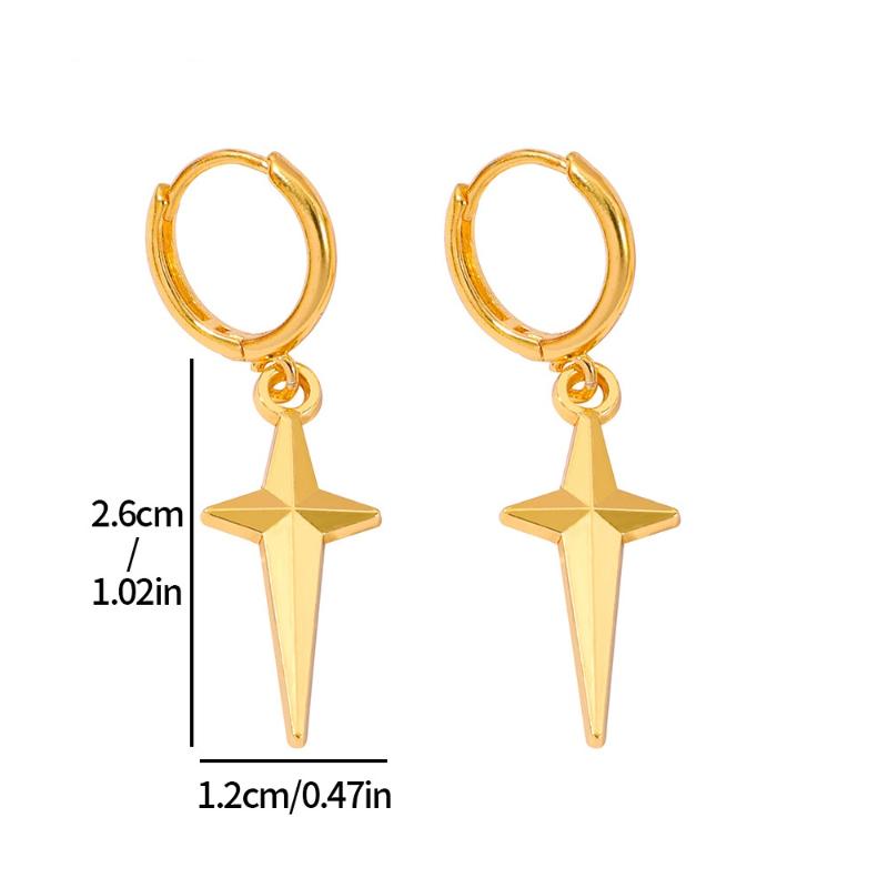 Kpop Demon Hunters Jinu Cross Stars Dangle Earrings For Men Women Metal Earring Cosplay Jewelry Accessories Gifts