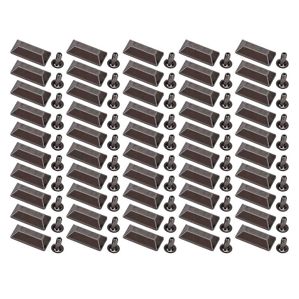 50 Sets Leather Rivets 18x9mm Antique Silver Rectangular Trapezoid Rivets with 3x7mm Iron Trumpet Foot for Craft Repair