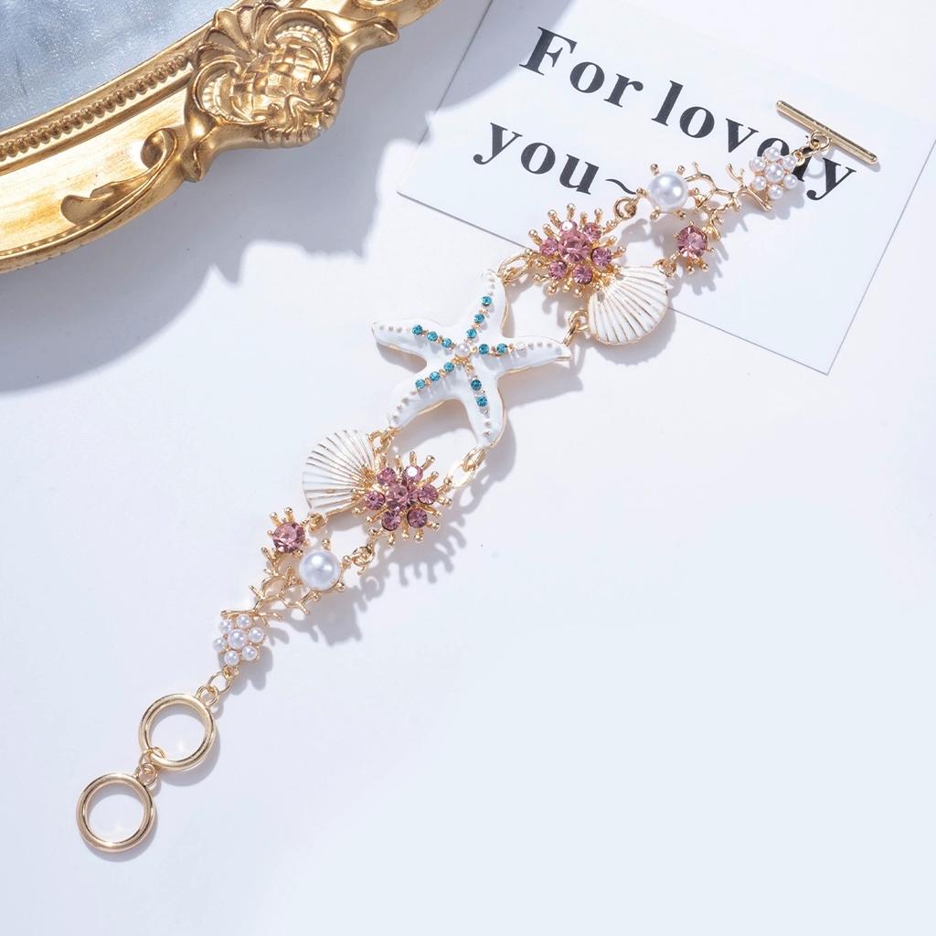 Bohemian Starfish Shell Bracelet For Women Crystal Pearl Summer Bangle Female Seaside Beach Boho Jewelry Accessories