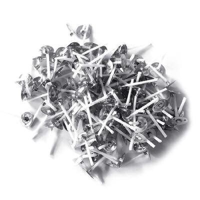 200Pcs Pre Tabbed Cotton Candle Wicks Cores with Metal Sustainer Base for DIY Tealight Candle Crafting and Home Use