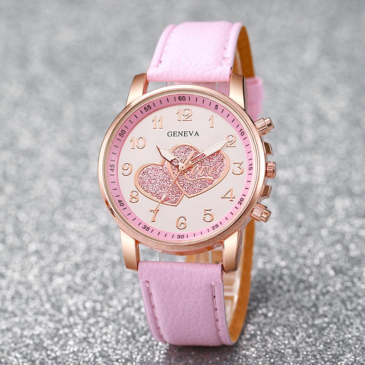 

1/4шт Модні жіночі годинники Годинник з кварцовим механізмом з циферблатом у формі серця Повсякденний шкіряний ремінець Жіночі наручні годинники Reloj Mujer