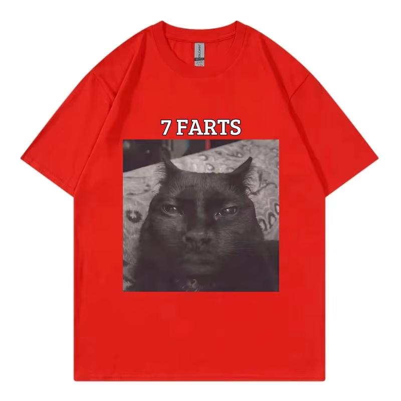 

7 Farts Funny Cat Meme Graphic T Shirt Men s Women s Fashion Vintage Short Sleeve T-shirts High Quality Cotton Oversized T-shirt 4XL
