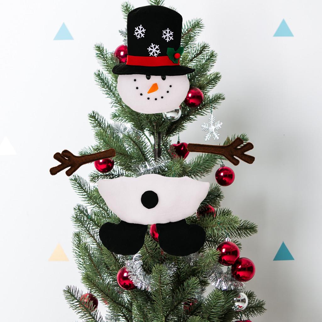 Tree Christmas Unique Topper Decor Featuring Santa Snowman And Reindeer Figurines Plush