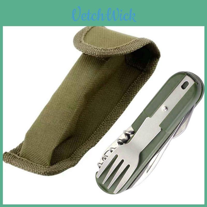 Multifunctional Portable Camping Folding Stainless Steel Cutlery Tableware