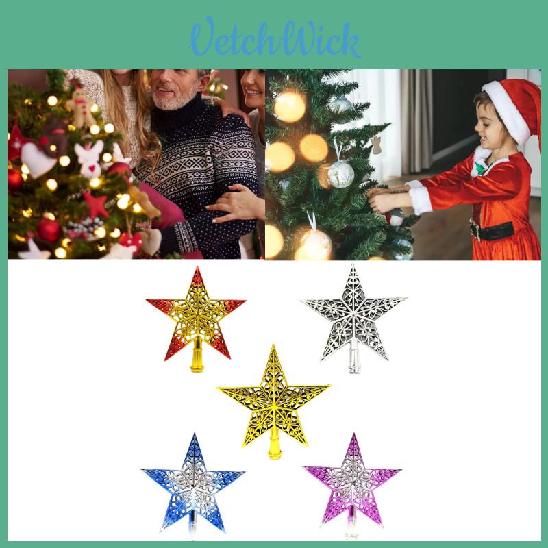 Beautifully Crafted Hollow Christmas Tree Top Star Ornament In Luxurious Gold Red And Silver Blue