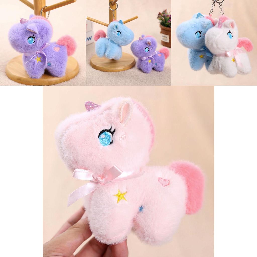 Unicorn Plush Toy Keychain Animal Figurine Soft Stuffed Doll For Girls Gifts