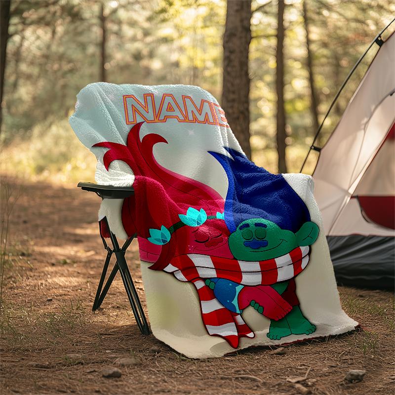 Personalized Custom Name Blanket - Trolls Print Design,Blanket for Sofa,Bed,Travel,Camping - Soft and Warm, Great Gift