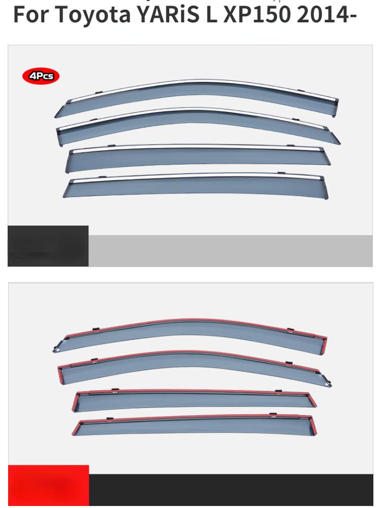 For Toyota YARiS L 2014- Accessories Window Roof Sun Rain Shade Vent Visor Spoiler Wing Chrome Window Trim Cover Waterproof