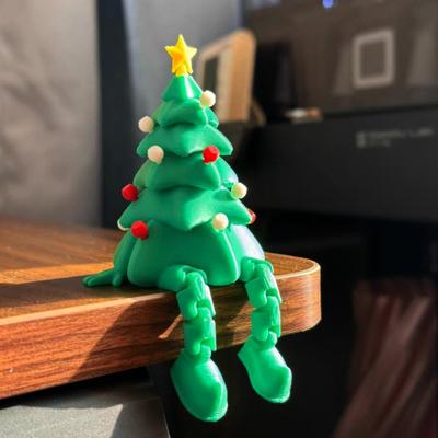 3D Baskılı Noel Ağacı Süsü Masaüstü Ağaç Figür esnek ve hareketli eklem ile