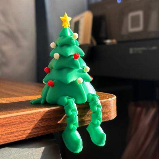 3D Printed Christmas Tree Ornament Desktop Tree Figurine with Flexible And Movable Joint